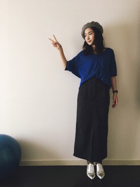 「KBF+（ケービーエフプラス）のアイテム（帽子）」を使った、のぐちさん（レディース・163cm）の秋コーディネート