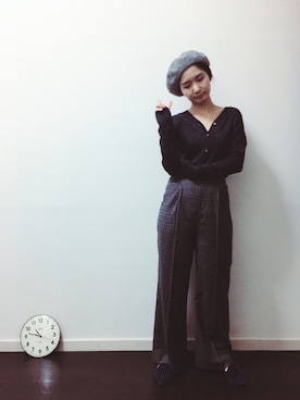 「KBF+（ケービーエフプラス）のアイテム（帽子）」を使った、のぐちさん（レディース・163cm）の秋コーディネート