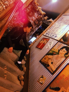 「carhartt」｜「アイテム（ライダースジャケット）」を使った、Hirotakaさん（メンズ・170cm）の春コーディネート