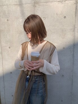 「STORES.jp（ストアーズドットジェーピー）のアイテム（Tシャツ/カットソー）」を使った、Sakiさん（レディース・158cm）の冬コーディネート