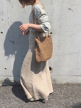 「STORES.jp（ストアーズドットジェーピー）のアイテム（Tシャツ/カットソー）」を使った、Sakiさん（レディース・158cm）の春コーディネート