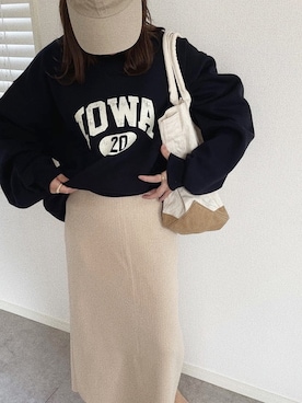 「STORES.jp（ストアーズドットジェーピー）のアイテム（Tシャツ/カットソー）」を使った、Sakiさん（レディース・158cm）の冬コーディネート