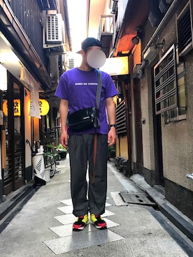 「NEONSIGN（ネオンサイン）のアイテム（帽子）」を使った、Hさん（メンズ・182cm）の夏コーディネート