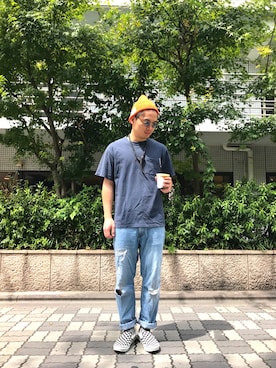 「LEH（レー）のアイテム（アクセサリー）」を使った、Hさん（メンズ・182cm）の夏コーディネート