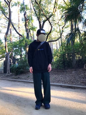 「NEONSIGN（ネオンサイン）のアイテム（帽子）」を使った、Hさん（メンズ・182cm）の秋コーディネート
