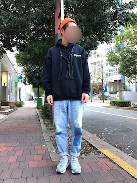「NEONSIGN（ネオンサイン）のアイテム（帽子）」を使った、Hさん（メンズ・182cm）の秋コーディネート
