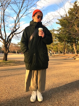 「NEONSIGN（ネオンサイン）のアイテム（帽子）」を使った、Hさん（メンズ・182cm）の冬コーディネート