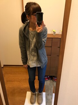 「A part by（アパートバイ）のアイテム（パーカー）」を使った、さやってぃさん（レディース・162cm）の冬コーディネート