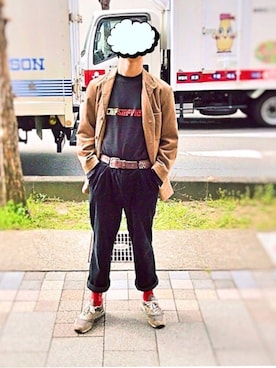 「BlackEyePatch（ブラックアイパッチ）のアイテム（レッグウェア）」を使った、はらまきさん（メンズ・175cm）の春コーディネート