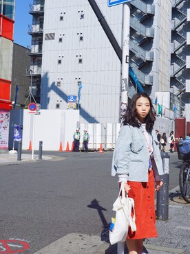 「UNIQLO（ユニクロ）のアイテム（デニムジャケット、その他）」を使った、元气さん（レディース）の春コーディネート