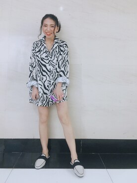 「ZARA（ザラ）のアイテム（シャツ/ブラウス、ホワイト系）」を使った、元气さん（レディース）の春コーディネート