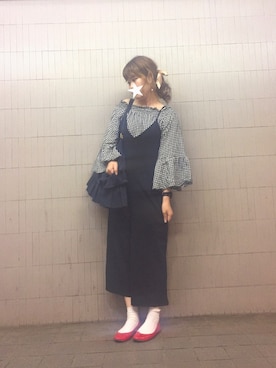 「Honeys（ハニーズ）のアイテム（つなぎ/オールインワン）」を使った、piyonさん（レディース・157cm）の夏コーディネート