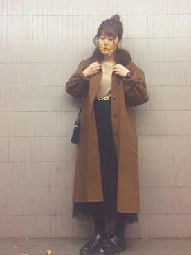 「シアタープロダクツ(THEATRE PRODUCTS)」｜「アイテム（ローファー）」を使った、piyonさん（レディース・157cm）の冬コーディネート