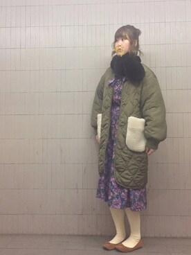 「古着好きな人と繋がりたい」｜「アイテム（バレエシューズ）」を使った、piyonさん（レディース・157cm）の冬コーディネート