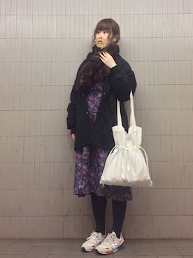 「メチャカリ」｜「アイテム（ブルゾン）」を使った、piyonさん（レディース・157cm）の冬コーディネート