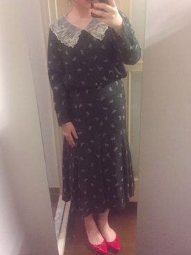 「古着好きな人と繋がりたい」｜「アイテム（バレエシューズ）」を使った、piyonさん（レディース・157cm）の冬コーディネート