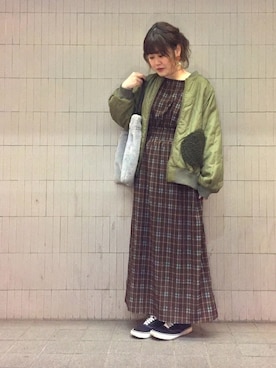 「POU DOU DOU（プードゥドゥ）のアイテム（ブルゾン）」を使った、piyonさん（レディース・157cm）の秋コーディネート