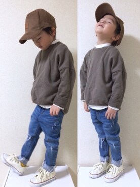 「コーデュロイキャップ」｜TATAさん（キッズ・100cm）の冬コーディネート