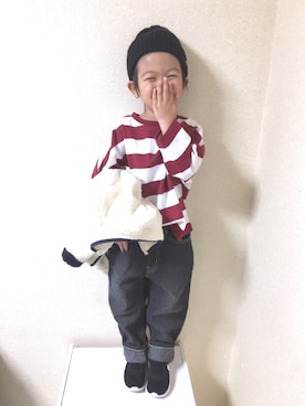 「koe（コエ）のアイテム（ジャケット/アウター）」を使った、TATAさん（キッズ・100cm）の冬コーディネート
