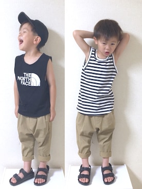 「birkenstock2018ss」｜TATAさん（キッズ・100cm）の夏コーディネート