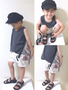 「birkenstock2018ss」｜TATAさん（キッズ・100cm）の夏コーディネート