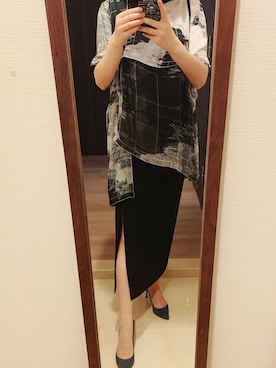 「アイテム（パンプス、グレー系）」を使った、Ceciさん（レディース・158cm）の冬コーディネート