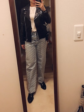 「アイテム（ブーティ）」を使った、Ceciさん（レディース・158cm）の秋コーディネート