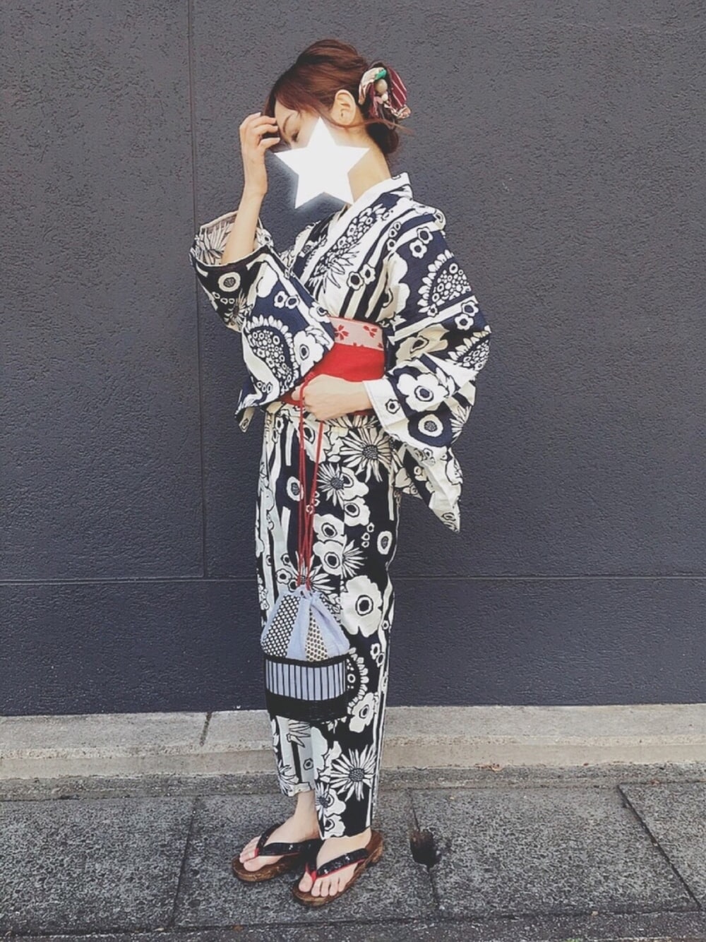 「浴衣、足立の花火」｜「UNIQLOのアイテム（浴衣、ホワイト系）」を使った、ykさん（レディース・155cm）の夏コーディネートの1枚目の写真