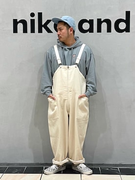 「ニコアンド」｜「アイテム（オールインワン・サロペット）」を使った、to-fuさん（メンズ・165cm）の冬コーディネート