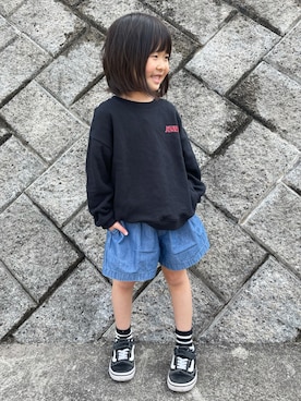 「キュロット」｜「アイテム（スウェット）」を使った、to-fuさん（キッズ・110cm）の春コーディネート