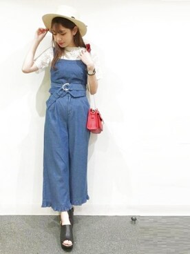 「Heather（ヘザー）のアイテム（つなぎ/オールインワン）」を使った、あきりんさん（レディース・163cm）の夏コーディネート