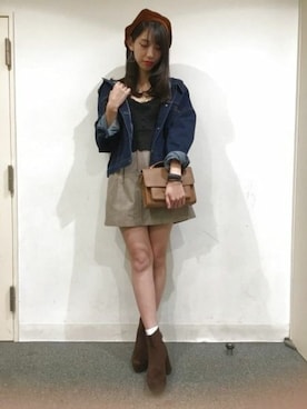 「Heather（ヘザー）のアイテム（帽子）」を使った、あきりんさん（レディース・163cm）の秋コーディネート