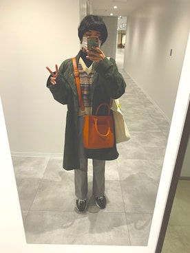 「Right-on（ライトオン）のアイテム（ミリタリージャケット）」を使った、まるさん（レディース・162cm）の冬コーディネート
