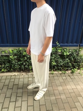 「アイテム（スラックス）」を使った、えいちゃんさん（メンズ・173cm・30代）の夏コーディネート