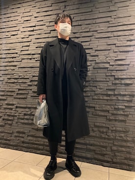 「SHAREEF（シャリーフ）のアイテム（チェスターコート）」を使った、えいちゃんさん（メンズ・173cm）の冬コーディネート