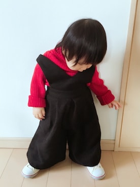 「生後11ヶ月」｜「アイテム（オールインワン・サロペット）」を使った、kurokomaさん（キッズ・70cm）の冬コーディネート