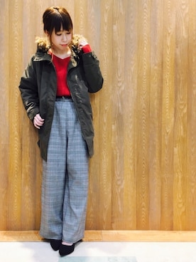 「グレンチェック」｜「アイテム（モッズコート）」を使った、Maaakiさん（レディース・152cm）の秋コーディネート