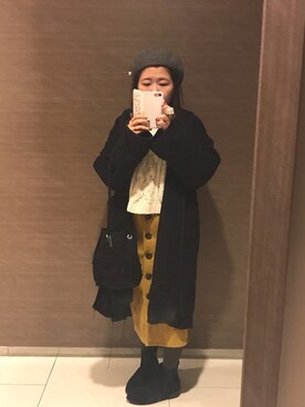 「LAKOLE（ラコレ）のアイテム（ハンチング/ベレー帽）」を使った、みみずくさん（レディース・155cm）の冬コーディネート