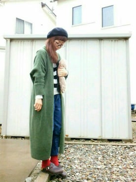 「コーディガン」｜「アイテム（ノーカラージャケット）」を使った、しぃさん（レディース・151cm）の冬コーディネート