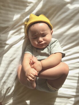 「アイテム（ママ＆ベビー、シルバー系）」を使った、BoBoさん（キッズ・70cm）の冬コーディネート