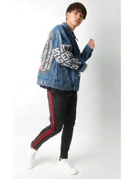 「Lazar（ラザル）のアイテム（デニムジャケット）」を使った、Lazarさん（メンズ・180cm）の春コーディネート