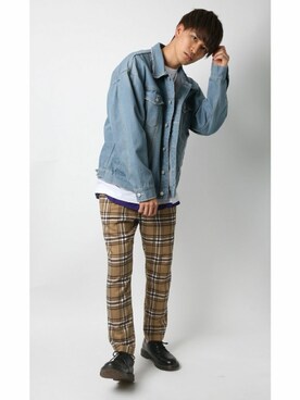 「Lazar（ラザル）のアイテム（デニムジャケット）」を使った、Lazarさん（メンズ・180cm）の春コーディネート