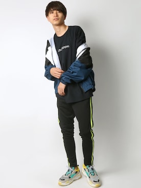 「Lazar（ラザル）のアイテム（ブルゾン）」を使った、Lazarさん（メンズ・180cm）の春コーディネート