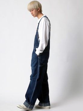 「アイテム（サロペット/オーバーオール）」を使った、Lazarさん（メンズ・177cm）の春コーディネート