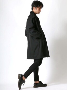 「Lazar（ラザル）のアイテム（チェスターコート）」を使った、Lazarさん（メンズ・177cm）の秋コーディネート