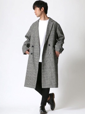 「Lazar（ラザル）のアイテム（チェスターコート）」を使った、Lazarさん（メンズ・177cm）の秋コーディネート