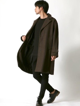 「Lazar（ラザル）のアイテム（チェスターコート）」を使った、Lazarさん（メンズ・177cm）の秋コーディネート