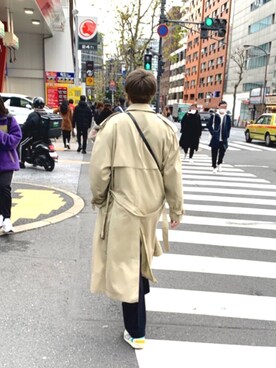 「ADER error」｜「アイテム（トレンチコート）」を使った、み ず きさん（メンズ・171cm）の春コーディネート