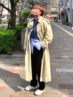 「ADER error」｜「アイテム（トレンチコート）」を使った、み ず きさん（メンズ・171cm）の春コーディネート
