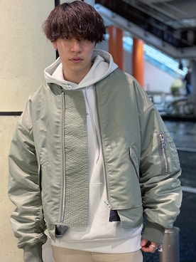 「HARE（ハレ）のアイテム（MA-1）」を使った、hayatoさん（メンズ・180cm）の秋コーディネート